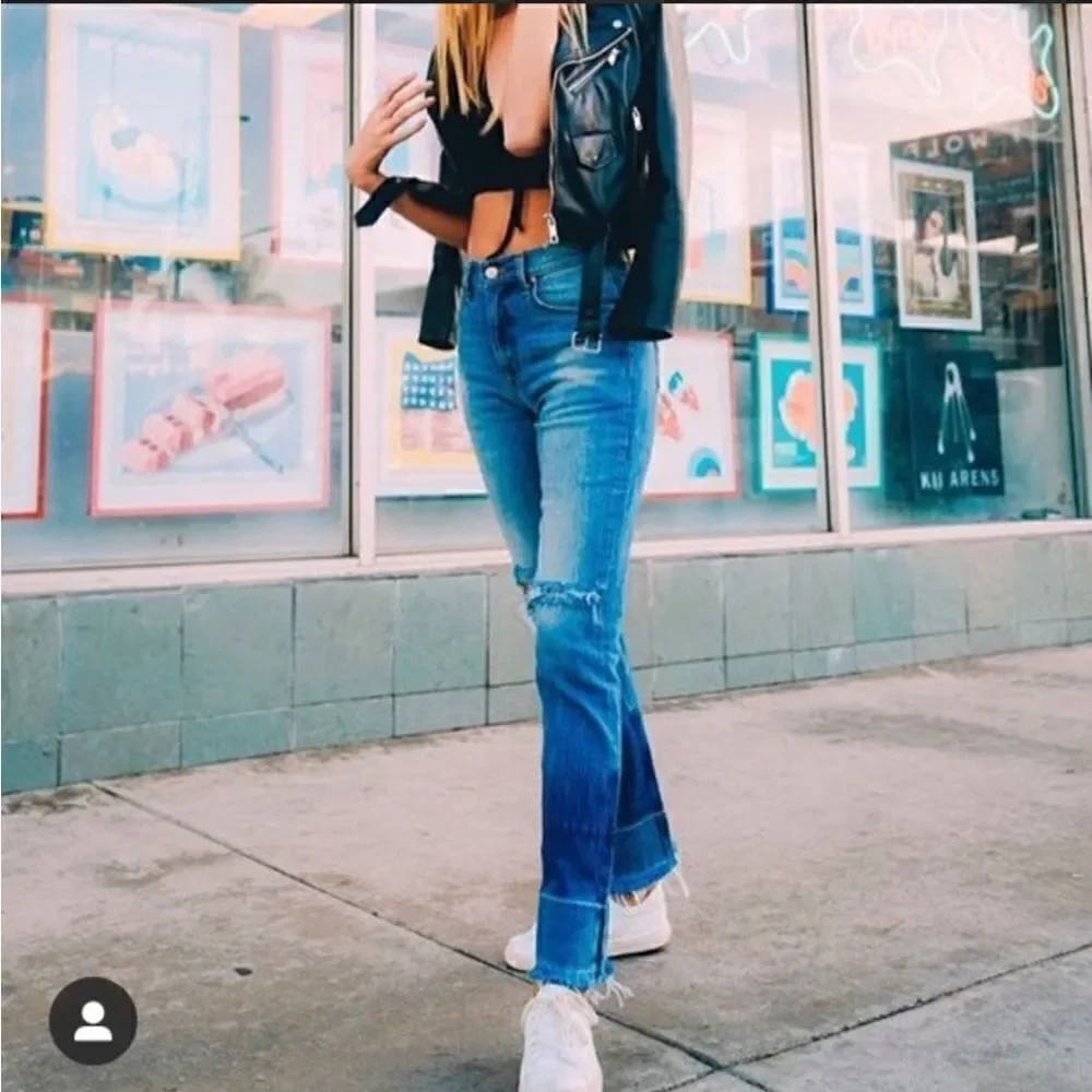 REVICE Milf Distressed Wide Leg Jeans